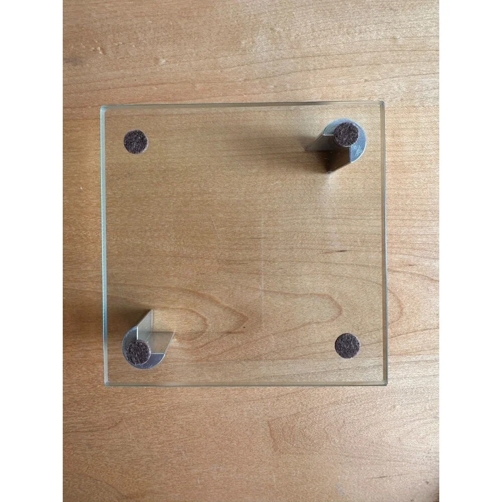 Frosted Glass Wine Coaster Set 6 w/ Metal Caddy Merlot Chardonnay Barwar